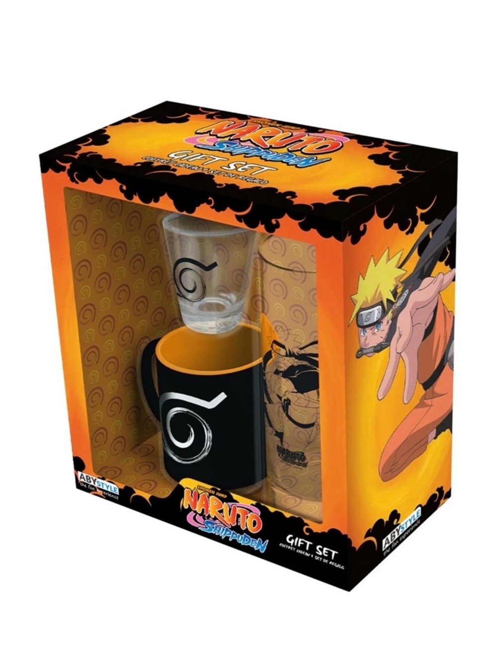 Naruto Shippuden Gift Set ABYstyle Glass Shot Glass Espresso Mug 3pc New in Box.